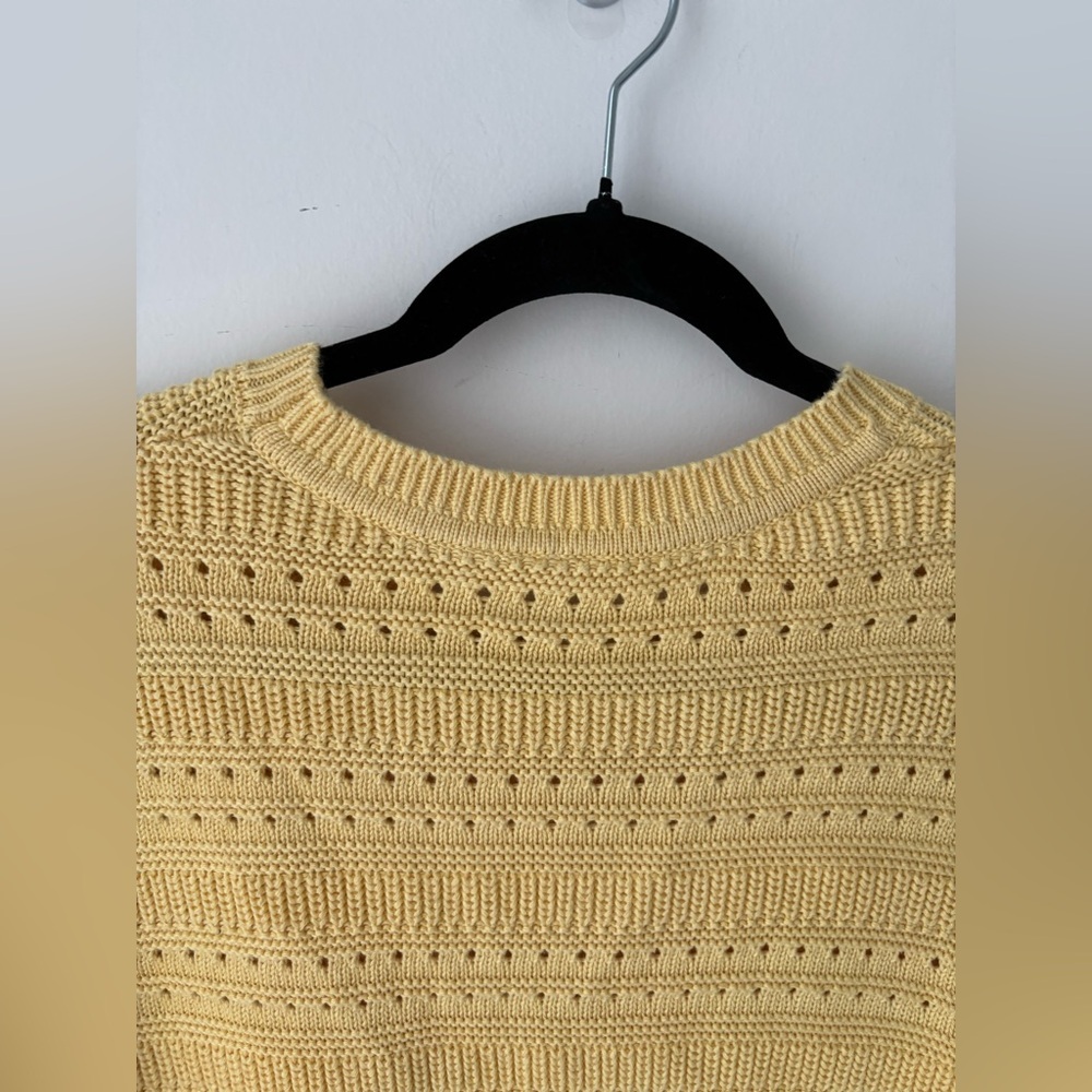 GAP Butter Yellow Textured cotton Knit Sweater Crewneck Pullover - Picture 7 of 7